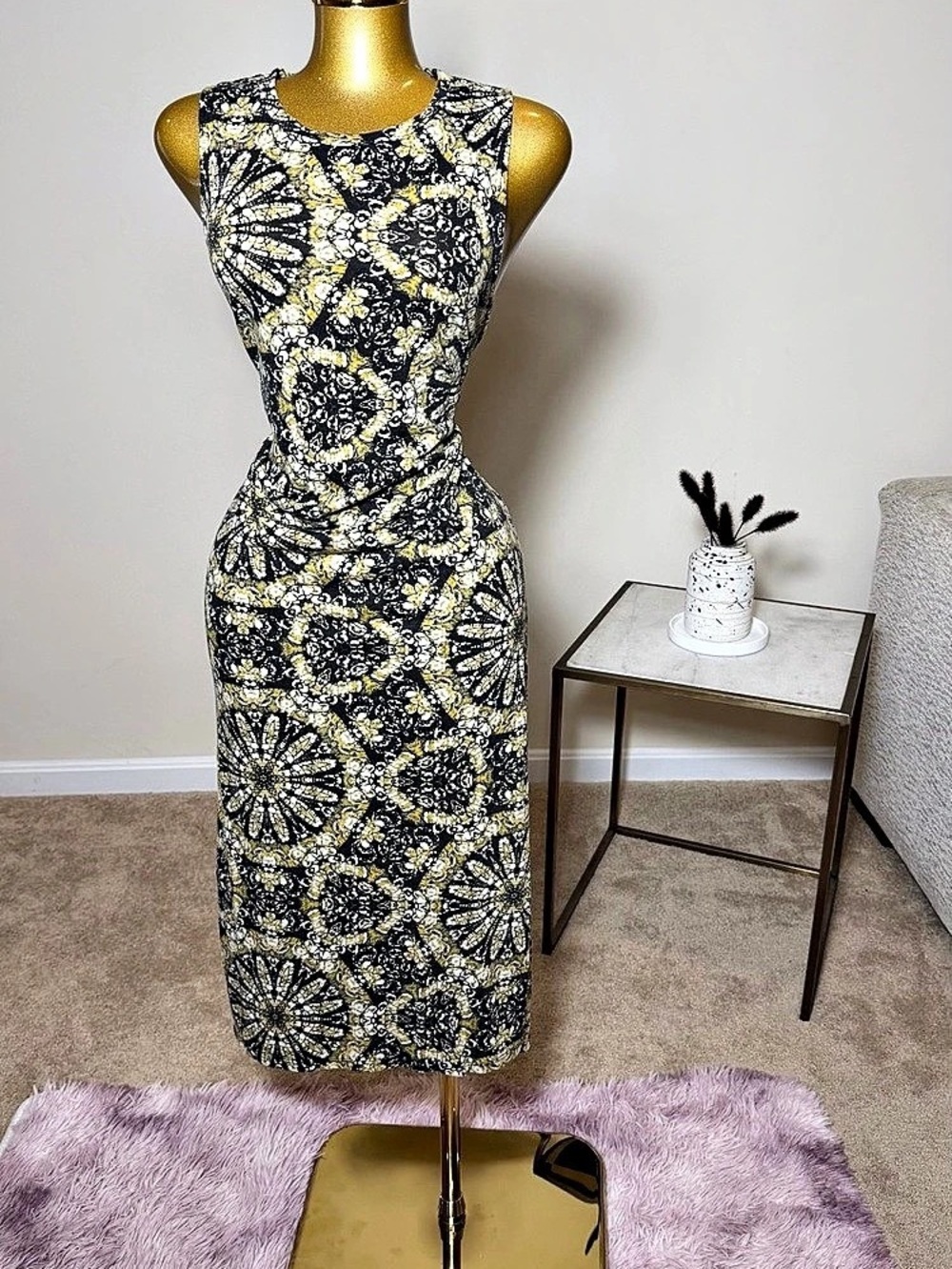 Vans Paisley Midi Dress in Black & Yellow Like New size L